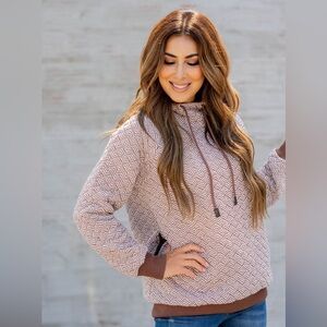 Betsy boutique QUILTED CHEVRON HOODI